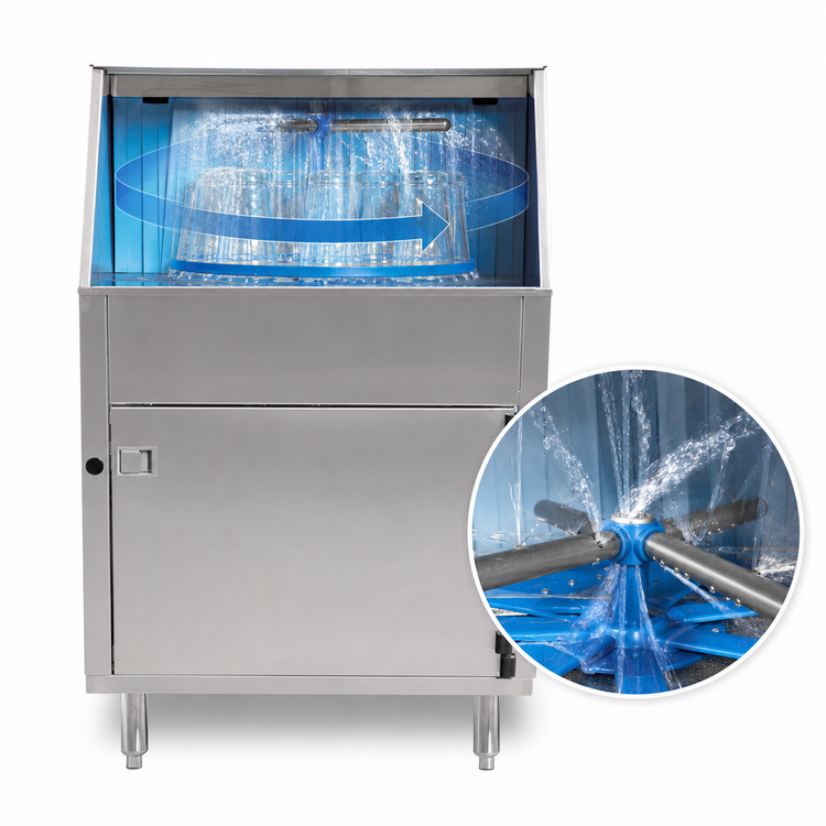 Product image #3 for Delta® Underbar Rotary Glass Washer, Low-Temp Chemical Sanitizing, 1,200 Glasses/Hour, 115V
