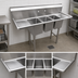Thumbnail image #3 for Serv-Ware 58-Inch Compact 3-Compartment Stainless Steel Sink with Dual 12-Inch Drainboards
