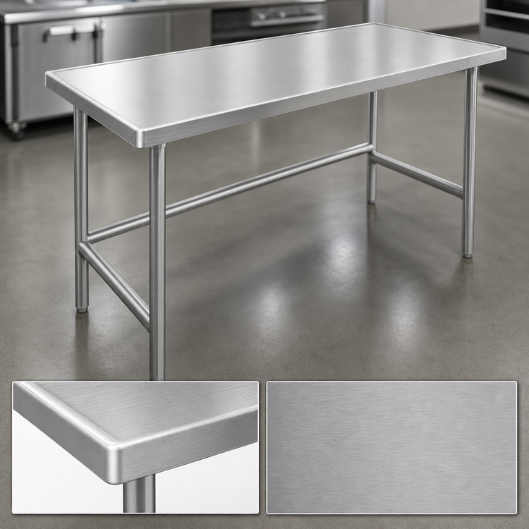 Product image #3 for Advance Tabco 72" x 30" 14 Gauge 304 Stainless Steel Work Table with Open Base and Non-Drip Edge