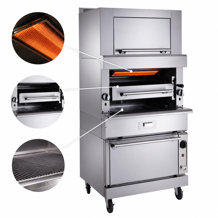 Product image #3 for Vulcan V Series Heavy-Duty Range Match Gas Single-Deck Infrared Upright Broiler with Convection Oven Base