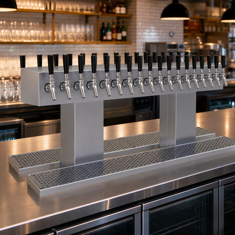Product image #3 for Glastender Double-Sided Countertop Draft Dispensing Tower, 32 Faucets, Glycol-Cooled, Stainless Steel Construction