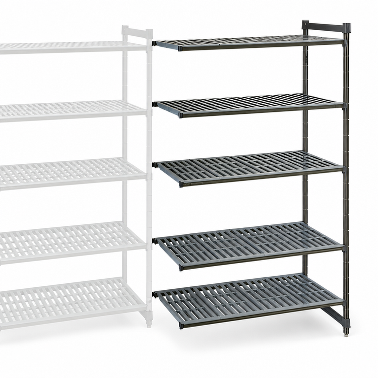Product image #3 for Cambro Camshelving Basics Plus 5-Tier Add-On Polymer Shelving Unit, 60"W x 24"D x 84"H, Brushed Graphite