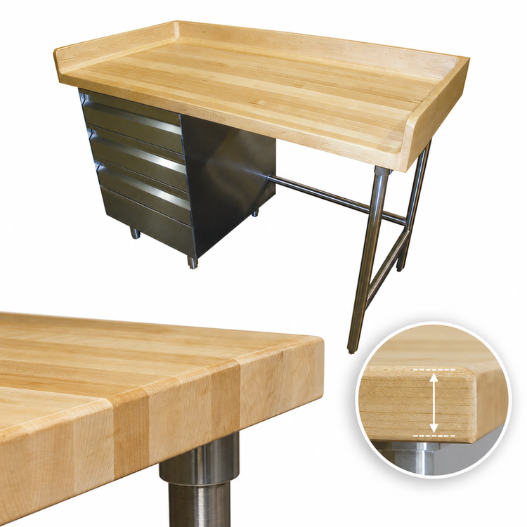 Product image #3 for Advance Tabco 72" x 36" Wood Top Bakers' Table with 3-Tier Left Drawers