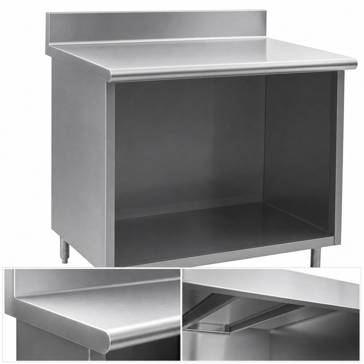 Product image #3 for Spec-Master Open Front Stainless Steel Worktable with Backsplash, 84W x 30D