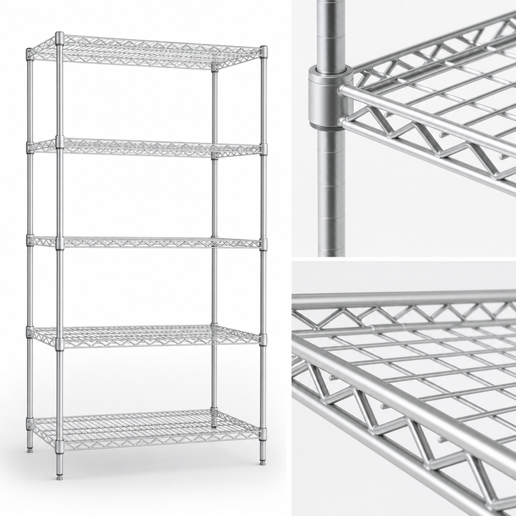 Product image #3 for Redi-Pak 5-Tier Stationary Wire Shelving Unit, 36W x 18D x 74H, Hybrid Epoxy Finish