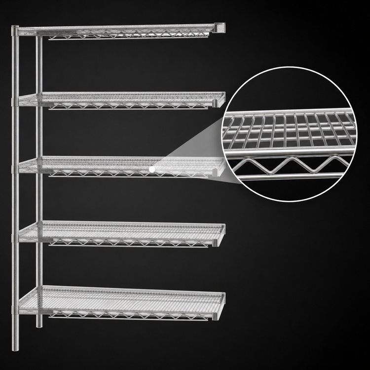 Product image #3 for EAGLEbrite 5-Tier Add-On Wire Shelving Unit, 42 x 21 x 86 Inches, Zinc Finish