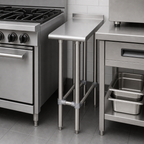 Thumbnail image #3 for Sapphire Manufacturing SMEFT-2418 18" x 24" Stainless Steel Equipment Filler Table, 18-Gauge 400-Series Top, Open Base, 1-1/2" Rear Up-Turn