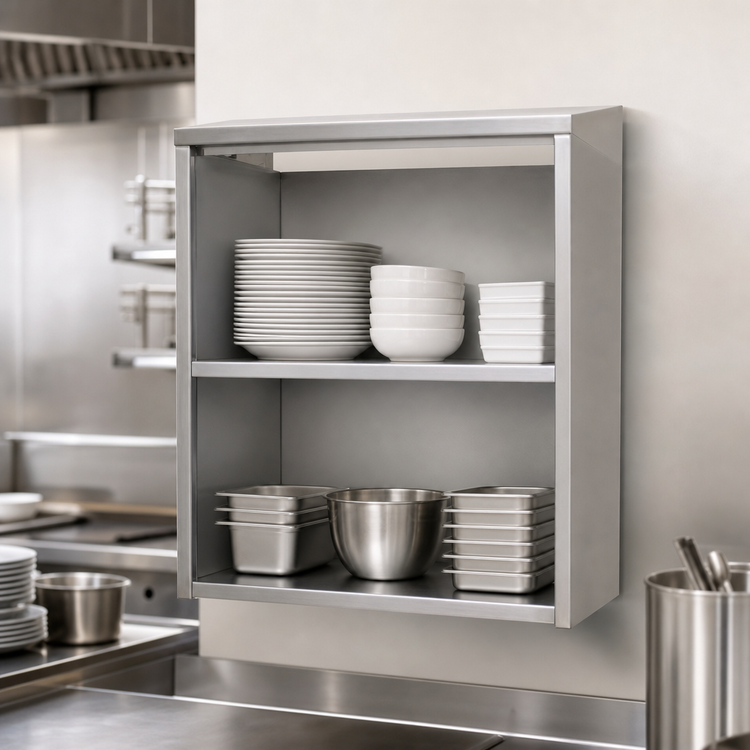 Product image #3 for Glastender 30 Inch Open Front Wall-Mounted Stainless Steel Wall Cabinet