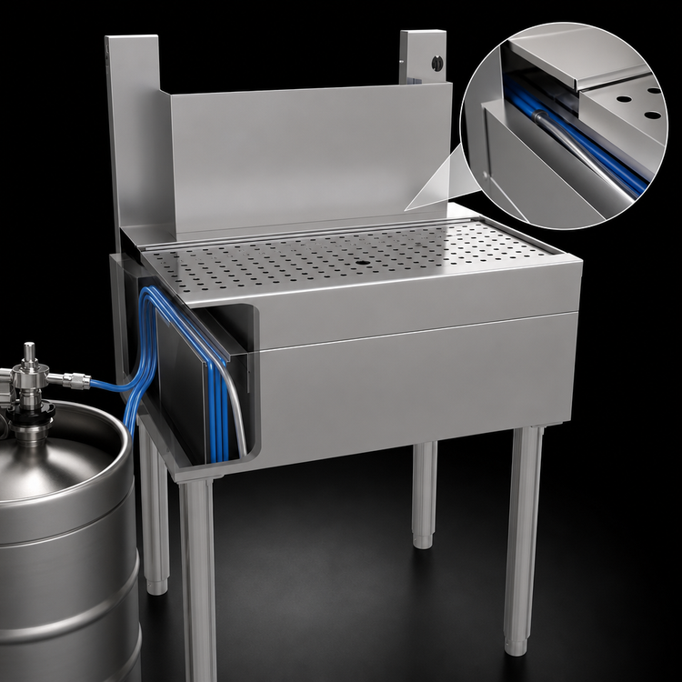 Product image #3 for Glastender 24-Inch Stainless Steel Underbar Beer Drainer with Front Drain Pan and Tubing Chase