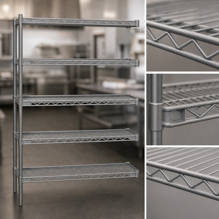 Product image #3 for Valu-Master 5-Tier Wire Add-On Shelving Unit, 24 x 24 x 74 Inches, Pewter Gray Epoxy