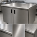 Thumbnail image #3 for Advance Tabco 48-Inch x 36-Inch Enclosed Stainless Steel Work Table with Cabinet Base, Mid-Shelf, and Hinged Doors