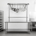 Thumbnail image #3 for Eagle Group TM60APR Table-Mounted Aluminum Triple-Bar Pot Rack, 52-Inch W, Fits 60-Inch Tables, 15 Stainless Steel Double-Prong Hooks