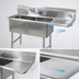 Thumbnail image #3 for BK Resources Two Compartment Stainless Steel Sink with 24-Inch Right-Hand Drainboard and 10-Inch Backsplash
