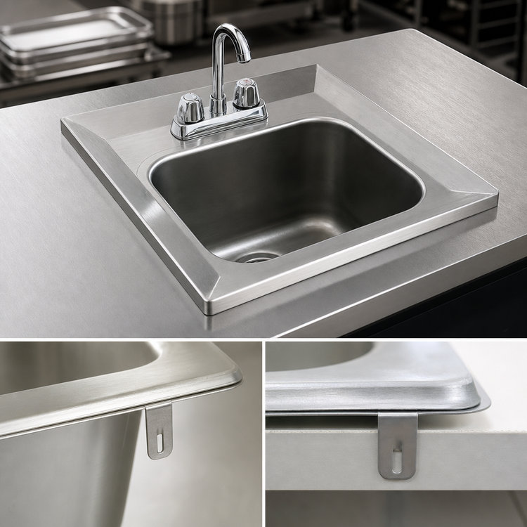 Product image #3 for Eagle Group Self-Rimming Drop-In Sink with Gooseneck Faucet and Basket Drain, 1-Compartment, 20 x 12 x 6-1/2 Inch Bowl