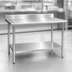 Thumbnail image #3 for Eagle Group BlendPort Budget Series 84-Inch x 30-Inch 430 Stainless Steel Work Table with 4-1/2-Inch Backsplash and Galvanized Undershelf