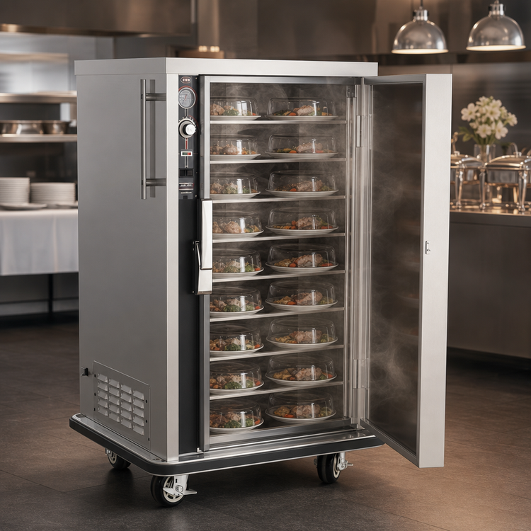 Product image #4 for FWE P-Series Mobile Heated Banquet Cart Holding Cabinet for 40-48 Covered Plates