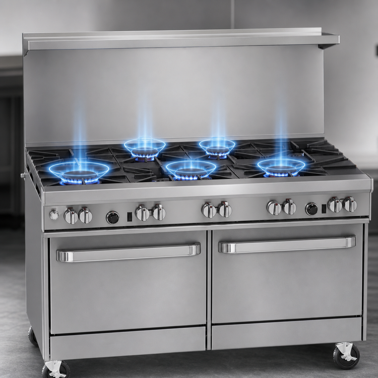 Product image #3 for Southbend Ultimate 60-Inch Gas Restaurant Range with 5 Burners, 24-Inch Raised Griddle/Broiler, and 2 Cabinets