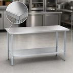 Thumbnail image #3 for Duke Manufacturing 316-3672 72"W x 30"D Stainless Steel Work Table, 16-Gauge 300-Series Top, Galvanized Undershelf, No Backsplash