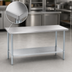 Thumbnail image #3 for Duke Stainless Steel Work Table with Galvanized Undershelf and Posts, Open Base, Flat Top