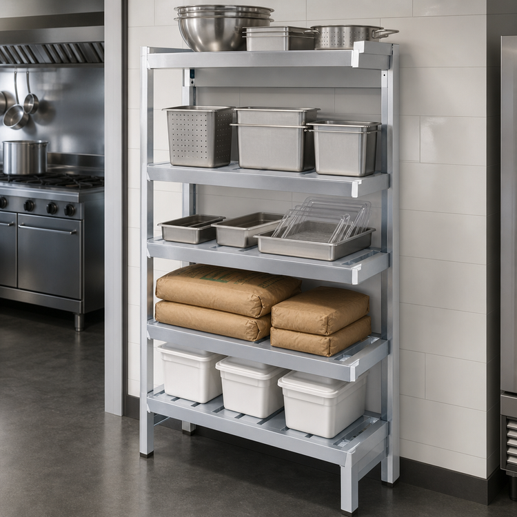 Product image #3 for Channel T-Bar Cantilever Shelving Section, 60 Inch W x 20 Inch D x 72 Inch H, Aluminum
