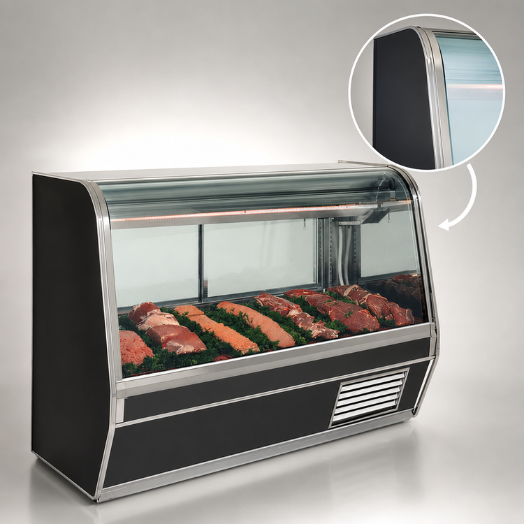 Product image #3 for Howard-McCray 32E Series 74-Inch Curved Glass Self-Contained Red Meat Service Case