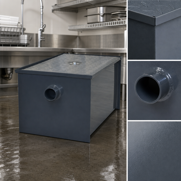 Product image #3 for BK Resources 30 lb Carbon Steel Grease Trap, 15 GPM