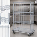Thumbnail image #3 for Quantum MD1836C46RE Mobile Wire Shelving Enclosure Cart, Dolly Base, 4 Shelves, 36W x 18D x 70H, Chrome Plated