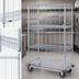 Thumbnail image #3 for Mobile Wire Shelving Enclosure Cart with Dolly Base, 4 Shelves, 36W x 18D x 70H, Chrome Plated