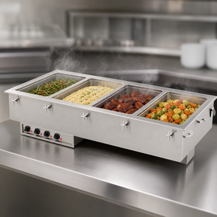 Product image #3 for Vollrath Four-Well Drop-In Electric Hot Food Well, Wet Operation, 208V, for Full-Size Pans
