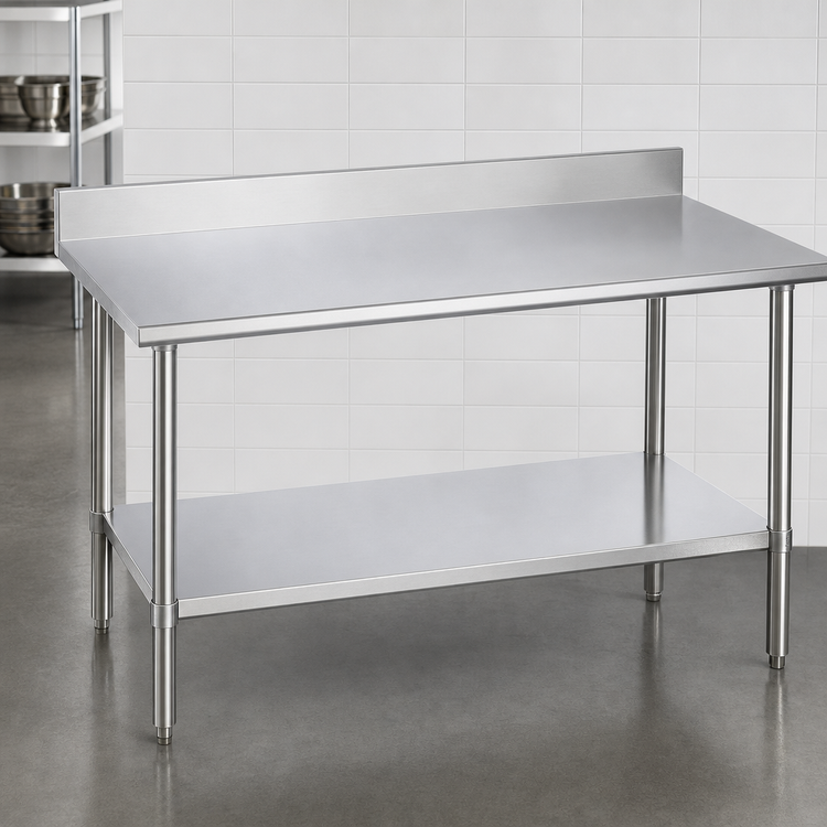 Product image #3 for Duke Supreme Stainless Steel Work Table with 5-Inch Riser, 30 x 30 Inches, 14-Gauge 300 Series Top, Stainless Undershelf