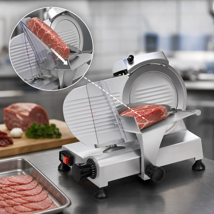 Product image #3 for Eurodib Manual Gravity-Feed Meat Slicer with 8-Inch Blade and Belt Drive