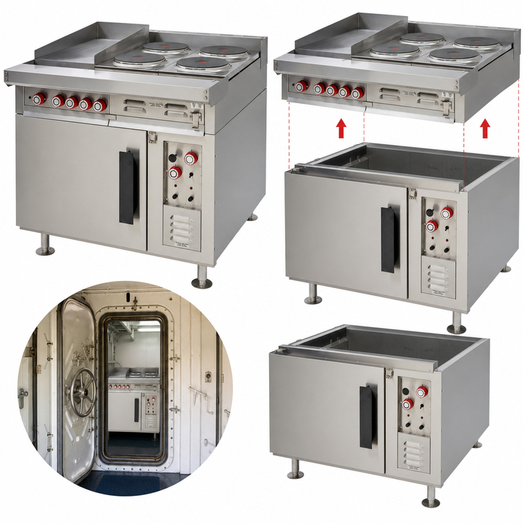 Product image #4 for Lang Marine 36-Inch Electric Heavy Duty Range with Convection Oven Base, 24-Inch Griddle, and 2 French Plates