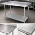 Thumbnail image #3 for Advance Tabco 48 Inch x 24 Inch 14-Gauge 304 Stainless Steel Work Table with 1-1/2 Inch Rear Up-Turn and Galvanized Undershelf and Legs