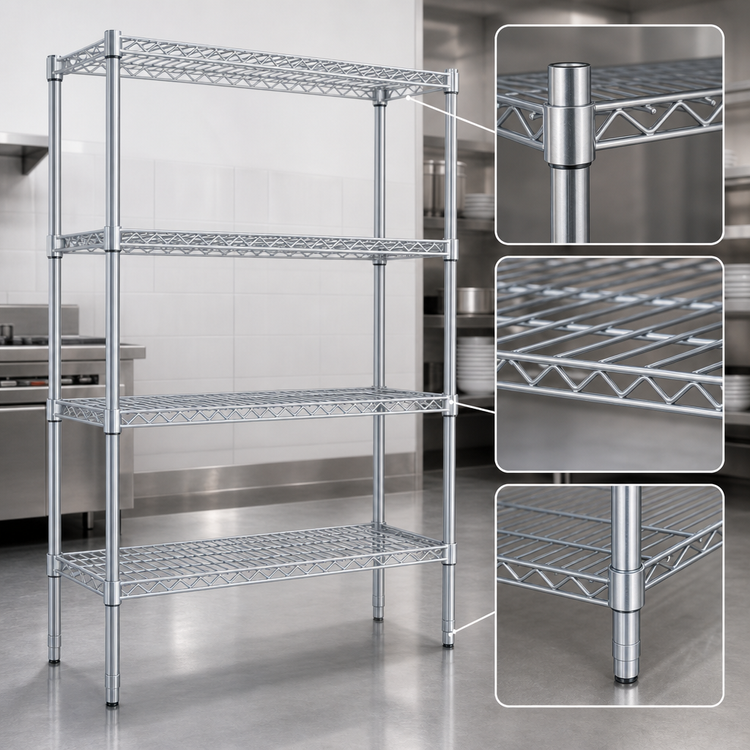 Product image #3 for Eagle Group 4-Tier Starter Wire Shelving Unit with Patented QuadTruss Design, 42 x 21 x 74 Inches, Stainless Steel Finish