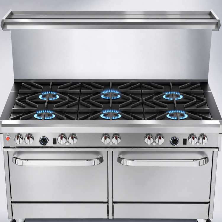 Product image #3 for Southbend Ultimate 60-Inch Gas Restaurant Range with 6 Burners, 24-Inch Griddle, and 2 Convection Ovens