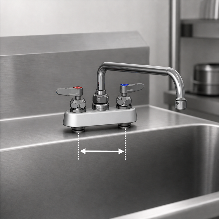Product image #3 for T&S Brass 4-Inch Center Deck Mount Low-Lead Workboard Mixing Faucet with 10-Inch Swing Nozzle
