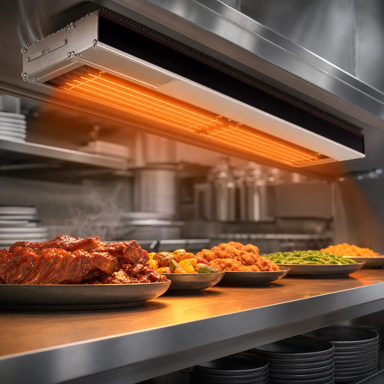 Product image #3 for Hatco Glo-Ray® Dual Lighted Infra-Black Strip Heater, 72-Inch, 3.81 kW, Aluminum