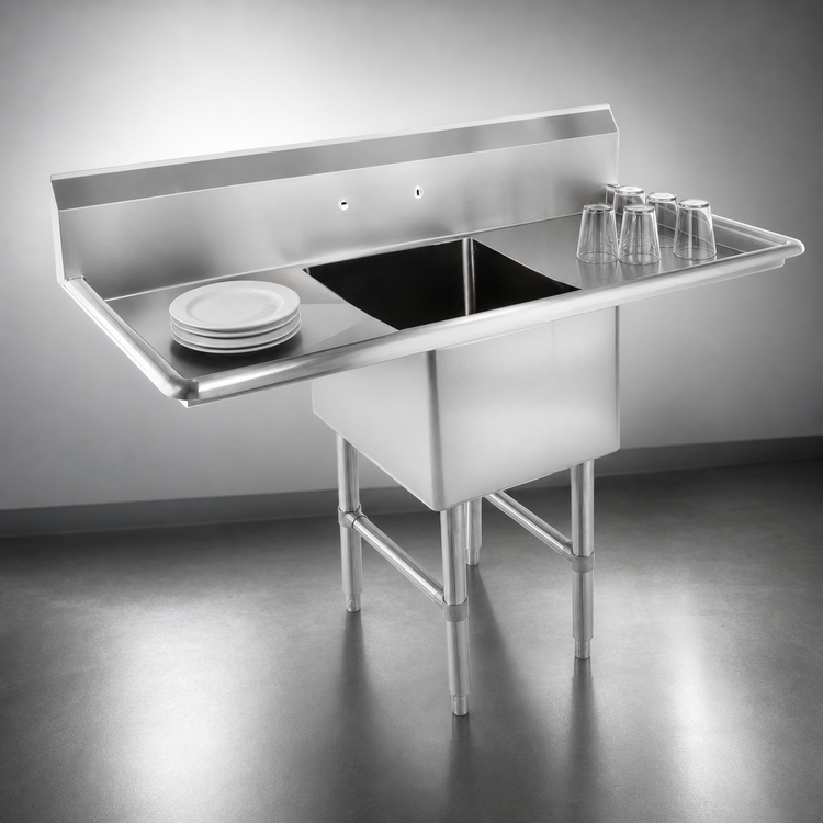 Product image #3 for John Boos B-Series 1-Compartment Stainless Steel Sink with Left and Right Drainboards