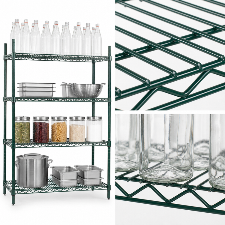 Product image #4 for Eagle Valu-Gard Green Epoxy Double-Mat Wire Shelving Starter Unit, 4-Tier, 48"W x 24"D x 74"H