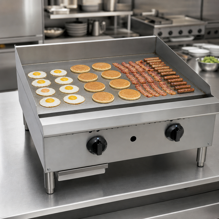 Product image #3 for Comstock-Castle 60-Inch Countertop Manual Control Gas Griddle, 5 Burners, 150,000 BTU