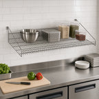 Thumbnail image #3 for Metro SmartWall GS1836K4 Wall-Mounted Steel Grid Shelf, 36 x 18 Inches, with 2-Inch Retaining Edge, Gray Epoxy Finish