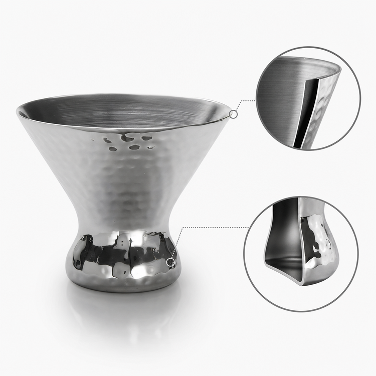 Product image #3 for American Metalcraft Double-Wall Hammered Stainless Steel Martini Glass, 7 oz.
