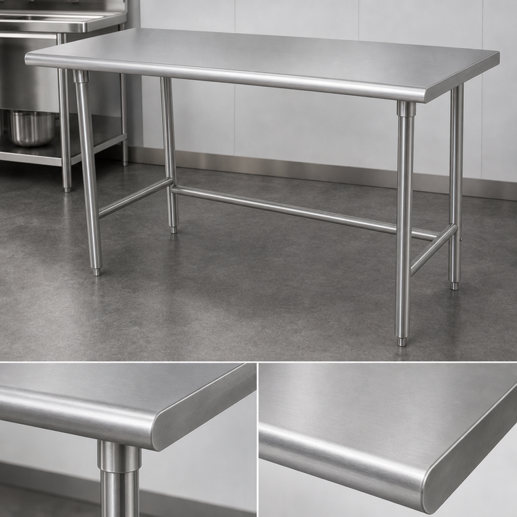 Product image #3 for Advance Tabco 108" x 24" 14 Gauge 304 Stainless Steel Flat Top Open Base Work Table