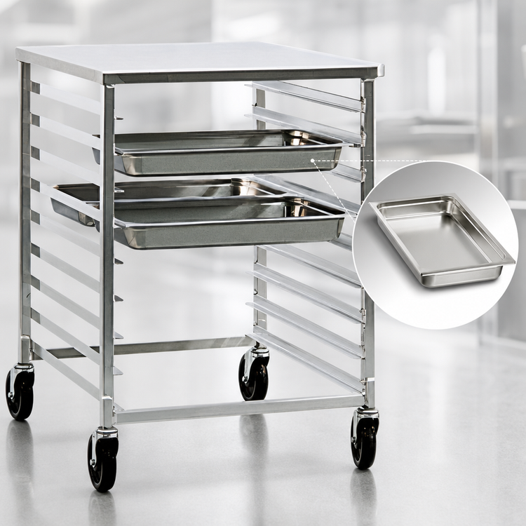 Product image #3 for New Age Half-Size Open-Sided Side-Loading Steam Table Pan Rack with Stainless Steel Top, 16-Pan Capacity