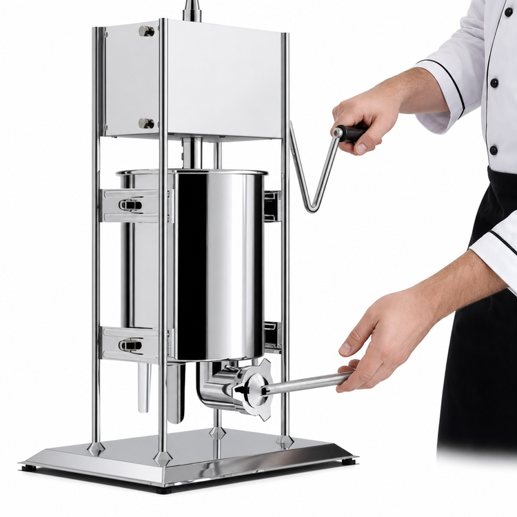 Product image #3 for Omcan USA Manual Vertical Sausage Stuffer, 22 lb Capacity, Gear Drive, Stainless Steel