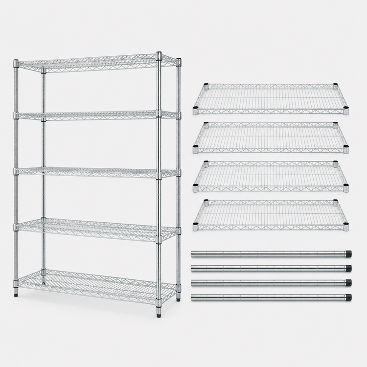 Product image #3 for Quantum Stationary Wire Shelving Starter Kit, 72-Inch W x 24-Inch D x 63-Inch H, 5 Shelves