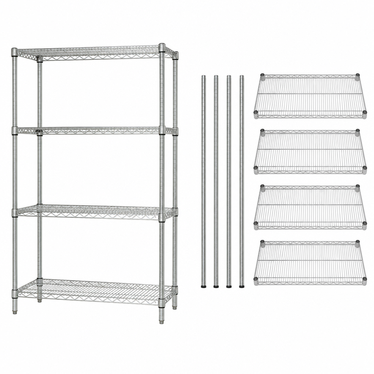 Product image #3 for Quantum WR86-1824C 86-Inch High Chrome Wire Shelving Starter Kit, 24 Inches W x 18 Inches D - 4 Shelves, 600-800 lb Per Shelf