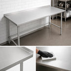 Thumbnail image #3 for John Boos Stallion ST4R1.5-30144SBK Stainless Steel Work Table, 144 x 30 Inches, 14-Gauge Top, 1-1/2-Inch Rear Up-Turn, Open Base