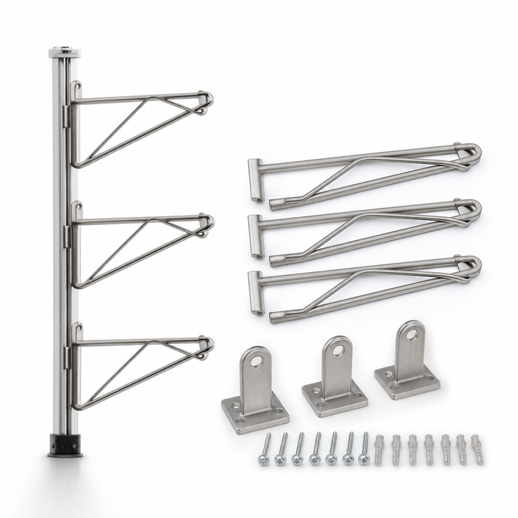Product image #3 for Eagle Group Adjustable Post Wire Wall Mount End Unit for 18-Inch Deep Shelves, 54-Inch Posts, Stainless Steel