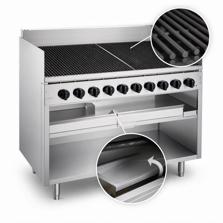 Product image #3 for Magikitch'n FM-RMB-636CR 36-Inch Floor Model Gas Radiant Charbroiler with Open Cabinet Base